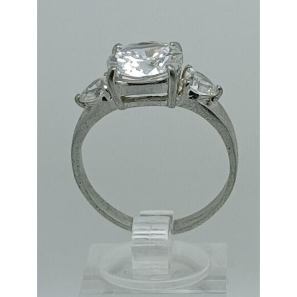 Vintage 5CT White Gold Plated Round Heart Shaped 3-Stone Ring Size 11 - Picture 10 of 10